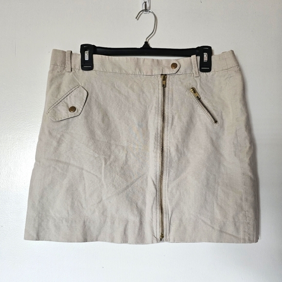 J. Crew Dresses & Skirts - J. Crew linen cotton blend gold tone hardware cargo zipper mini skirt Size 10